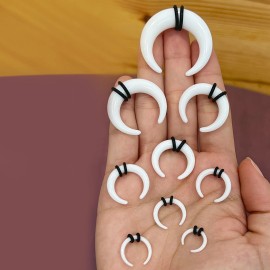 Luxe Modz 1PC Buffalo Horn Horseshoes White Acrylic C Shaped Septum Pincher Tapers Bull - 00 Gauge (10mm)