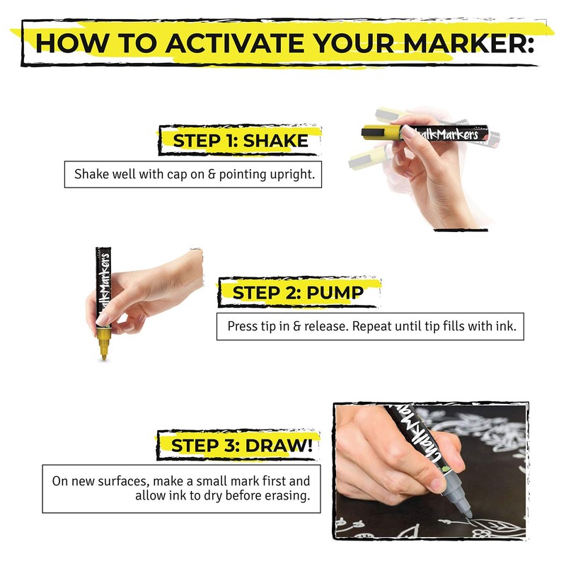 NIMNIK Liquid Chalk Markers Pens - Chalk Pens 6mm Reversible