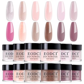 Eodci Nail Dip Powder Set, All Season 12 Colors Nude Pink Gray Dipping Powder Nail Starter Kit French Art Manicure DIY at Home Gifts for Women Girls, No Need Nail Lamp Cured