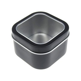 Goodma 6-Pack 8oz Empty Square Metal Tins with Clear Window for Candle Making, Candies, Gifts & Treasures, Black