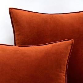 MIULEE Pack of 2 Decorative Velvet Throw Pillow Covers Soft Burnt Orange Pillow Covers Soild Square Cushion Case for Sofa Bedroom Car 18x 18 Inch 45x 45cm