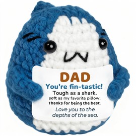 Krinisou Shark Gifts for Dad from Daughter Son, Fathers Day Birthday Gifts for Dad, Positive Animals Crochet I Love You, Thank You Presents for Daddy Papa