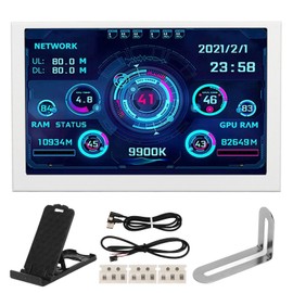5in Computer Temp Monitor USB Mini Screen for AIDA64 PC CPU GPU RAM Data Monitor for Windows White