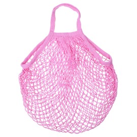 sourcing map Cotton Mesh Bag, 15x13.8 Reusable Washable Mesh Net String Grocery Bags Organizer for Fruits Vegetables Shopping Pink