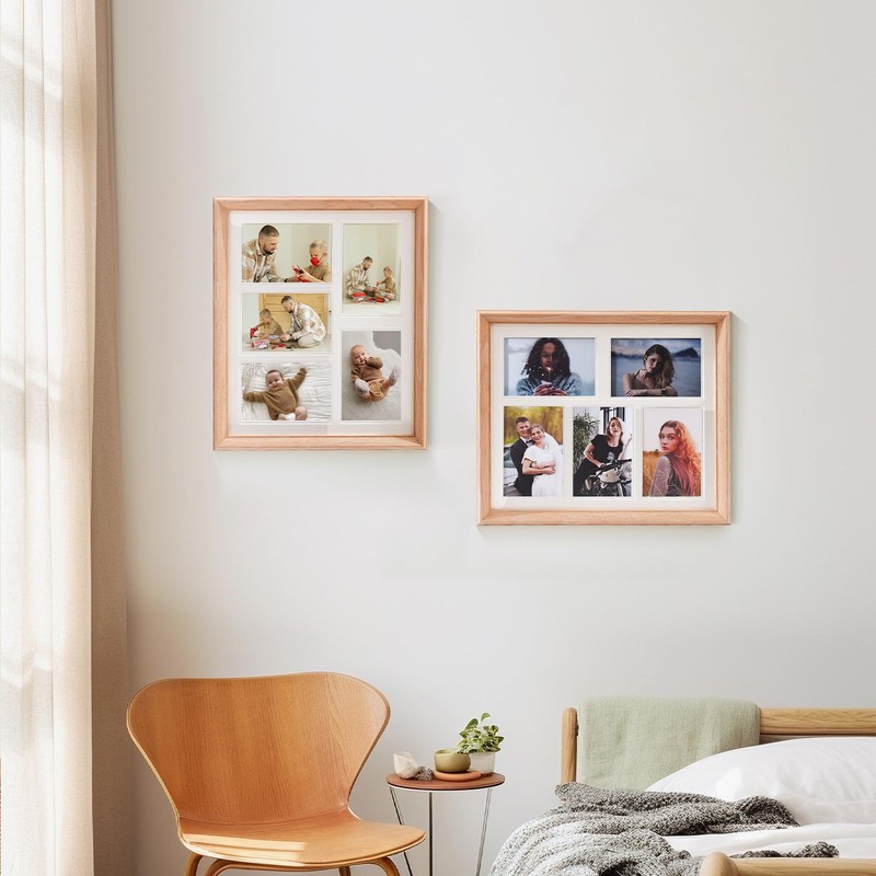 Gmllary 11x14 Collage Picture Frame Natural Wood, 5-4x6 Photo Frame,1