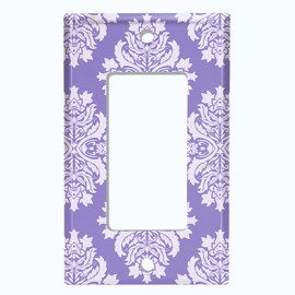 Metal Light Switch Plate Cover Damask Pastel Purple DAM014