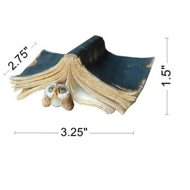 Gemmia Miniature Fairy Garden Owl Figurine- Thinking Owl under Book