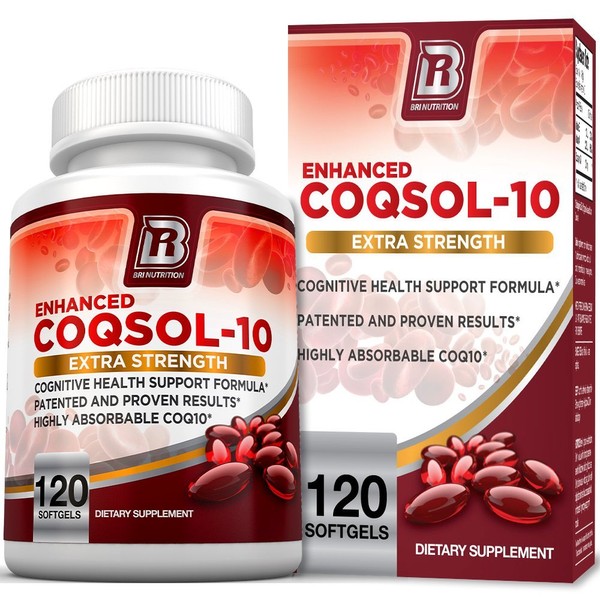BRI Nutrition COQ10 Ubiquinona – 2,6 x mayor Coenzima total Q10 COQSOL® absorción que COQ10 normal, 120 Count, 120 unidades