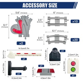 37 Pieces Train Tracks Set - Compatible with All Major Brands, Classic Railway Track with 20 Curved, 10 Straight and 2 Switches, Light Grey Toy Track Accessory for Kids