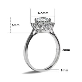 1ct Moissanite Sun flower Engagement Rings for Women，D Color VVS1 Clarity Round Cut Moissanite Ring in Sterling Silver plated with 18K White Gold Wedding Anniversary Birthday Promise Ring for her with Certificate of Authenticity, silver, na-