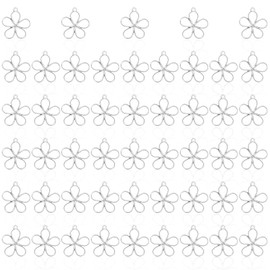 Mabor 50Pcs Silver Hollow Flower Charms Small Flower Pendants for Jewellery Making Metal Floral Charms Vintage Flower Charms for DIY Bracelets Necklaces Earrings Keychain Craft