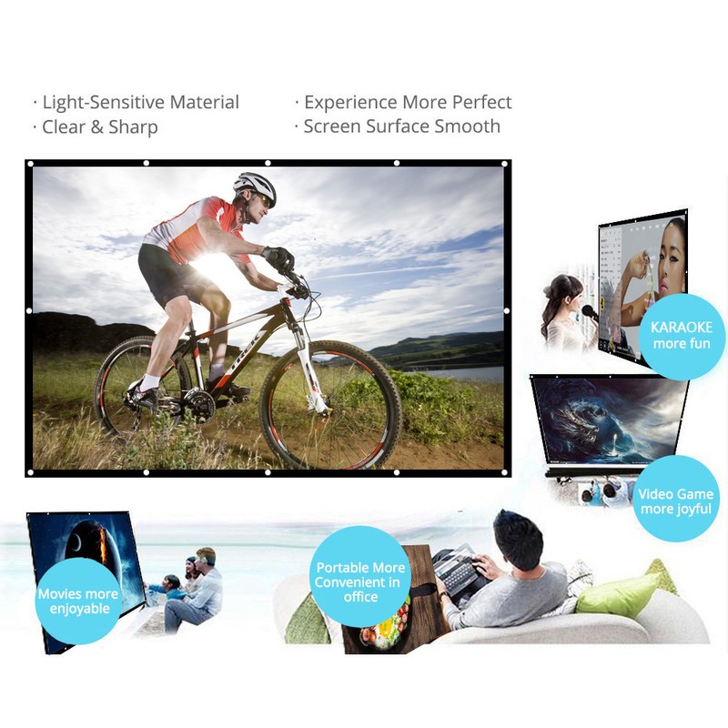 70-inch Portable HD Projector Screen 16:9 Projection Screen Foldable Thick