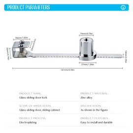 Bailinks Homeguard Sliding Door Showcase Lock, No-Drill Glass Cabinet Lock with Key for Terrariums and Displays - Secure Ratchet Mechanism (4)