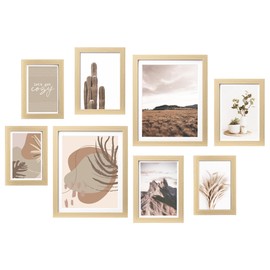 ArtbyHannah Gallery Wall Frame Set,Vintage Multi Picture Frames Collage Wall Decor with Neutural Art for Living Room Stariway,8 Pack Assorted Size 8"x10",5"x7",4"x6"