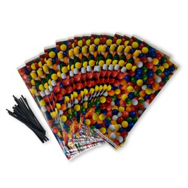 Candy Theme Party Supplies - 20 Gumball Design Cellophane Bags with Twist Ties for Baby Shower Candy Party Favors Decoration Birthday Decor