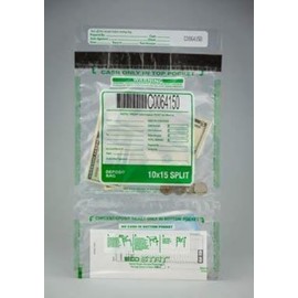 200 Cashier Depot Tamper Evident Deposit Bags, 10" x 15" Clear, Twin Pockets, Serialized Numbering, Barcode, Press & Seal Void Closure Tape (200 Bags)
