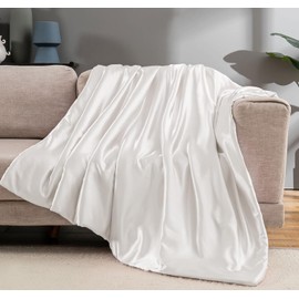 Luofanfei Satin Blanket, White, Bedspread, Bedroom, Satin Blanket, Sofa Throw, Modern Soft Pattern, Sofa Throw, 150 x 200 cm