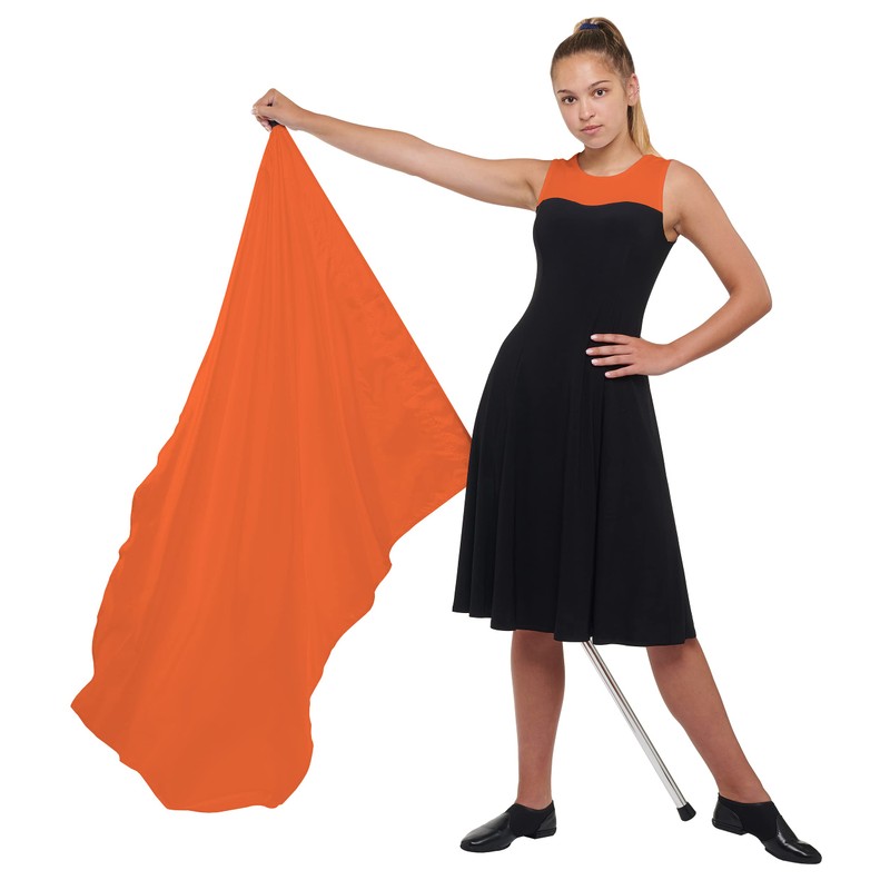 Orange Color Guard Flag, Curved Rectangle Solid Color Flag for
