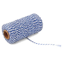 AKOAK Bakers Twine,1 Roll 109 Yards Cotton Twine Packing String for Gift Wrapping,Crafts and Decoration (Sapphire Blue+White)