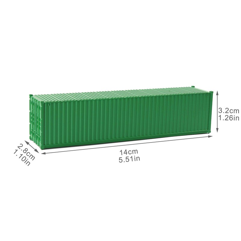 Evemodel 3pcs HO Scale 40ft 1:87 Green Shipping Container Undecorated