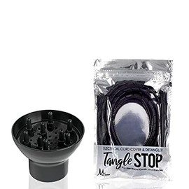 Parlux 3500 Diffuser fits Parlux 3500 Hair Dryers and Tangle Stop Cord Cover Detangler Black (Bundle 2 items)