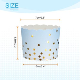 HARFINGTON 50Pcs Colorful Paper Baking Cups 6oz Cupcake Wrappers Scalloped Muffins Liners Disposable Greaseproof Containers for Birthday Party, Gradient Blue