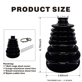WZODKJ CV Axle Boot with 4 Stainless Steel Clamps & 6 Cable Ties,Waterproof & Dustproof Repair Kit,Universal CV Joint Boot Fits Shaft Size 19mm-24mm