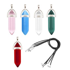 Pack of 5 Crystal Necklaces, Stone Necklace, Gemstone Pendant, Crystal Necklace, Crystal Necklace, Crystal Pendant, for Making Gemstone Chain (5 Colours)