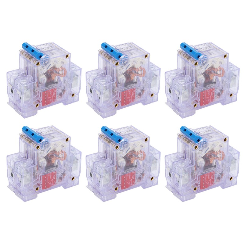 6pcs DZ47‑63 2P 6‑63A Transparent MCB Mini Circuit Breaker Air