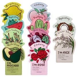 TONYMOLY Set de regalo de mascarillas en hoja – Paquete surtido de mascarillas faciales coreanas con esencias hidratantes y vitamínicas, paquete de 10