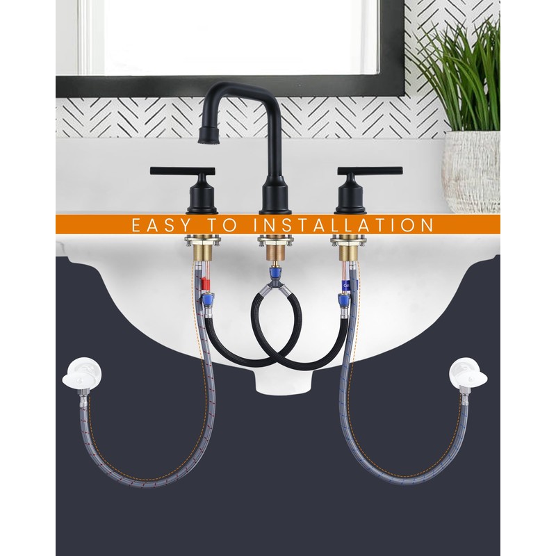 Faucet Supply Lines: WOWOW 40" Bathroom Sink Faucet Hose, Braided