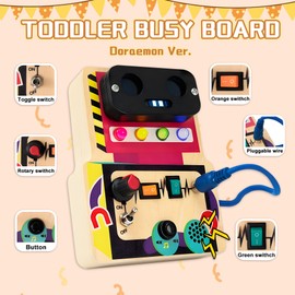 ROHSCE Montessori Busy Board with Led Light, Wooden Sensory Board Travel Toys for 1 Year Old, Preschool Learning Activities Easter Gifts for Boys Girls
