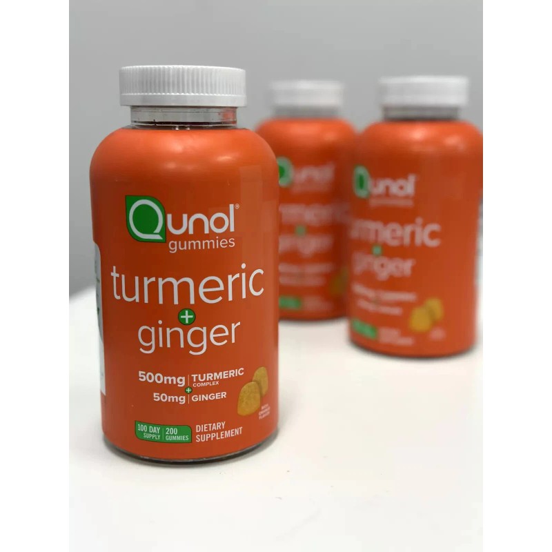Qunol Turmeric Plus Ginger, 100 Day Suply 200 Gummies 500mg