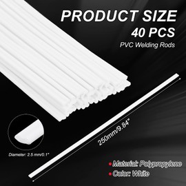YELARXI Plastic Welding Rods, 9.8 Inch Pvc Welder Rod High-Strength Waterproof Fit for Repairing Plastic Bumper Kayaks Car Bumpers Motorcycle Tanks DIY Crafts - (40 Pack, White)