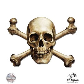 GT Graphics Skull and Bones Realistic - Vinyl Sticker Waterproof Decal