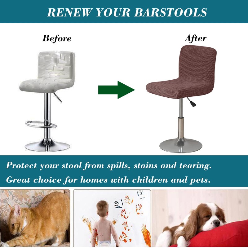 HFCNMY Bar Stool Covers with Backs,2 Pack Stretch Bar Stool