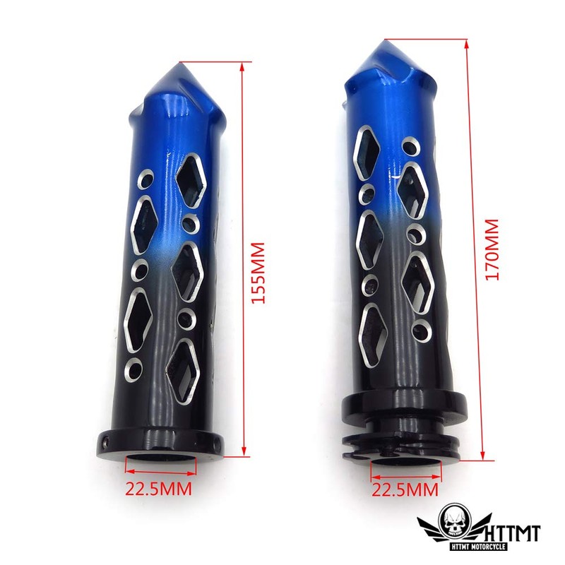SMT- Black Blue Cruiser Motorcycle 22mm 7/8" Spike Hole Hollow-out