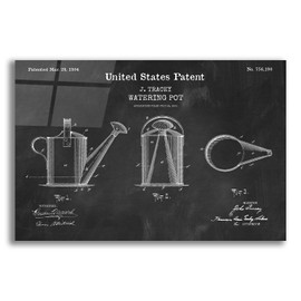 Epic Art 'Watering Can Blueprint Patent Chalkboard,' Acrylic Glass Wall Art, 16"x12"