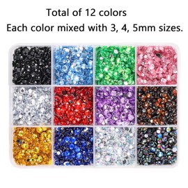 Darunyar 7160 Pieces 12 Colors Flatback Rhinestones 3 Mixed Sizes Round Crystal Rhinestones with Tweezers and Picking Pen for Nail Art Face Clothes Bags Phone Decorations Crafts DIY