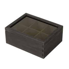 LI.TOPWP Black Wood Tea Bag Organizer, 6 Compartment Multi-Functional Tea Box and Storage Organizer,Tea Storage Chest with Acrylic Lid