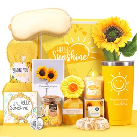 Christmas Gifts Baskets for Women, Set of 13 Unique Gifts Birthday Gifts for Women Include Tumbler, Get Well Gifts for Women Basket Sunflower Sunshine Gifts