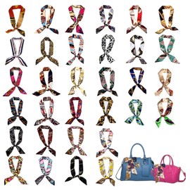YIQXKOUY 40 Pieces Women Handbag Scarfs Band Narrow Scarf Hair Neck Ribbon Satin Head Scarf Neckerchief Silk Headband for Women Girls Hair Handbag
