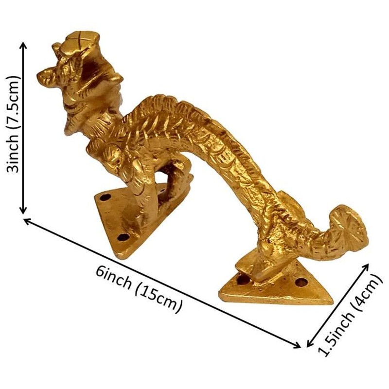 Purpledip 11425A Brass Mythical Dragon Mystical Oriental Theme Door Window