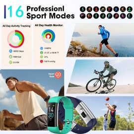 Fitness Tracker with Blood Pressure Heart Rate Sleep Monitor, Waterproof Activity Tracker Watch, Step Calorie Counter Pedometer for Men and Women for Android and iOS Smartphone (Green)