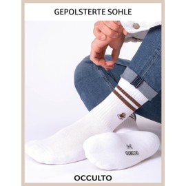 Occulto Women's & Men's Tennis Socks with Stripes Pack of 3 (Model: Summer) Statement Tennis Socks, coffee, 39 - 42