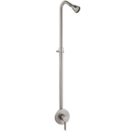 Aolemi Outdoor Shower Kit Fixtures System Faucet Single Handle with High Pressure Showerhead Exposed Shower Height Adjustable Shower Pipe,Brushed Nickel