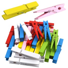 30 Pieces Large Wooden Clips, 2.9 Inch Colorful Photo Paper Clip Clothespins Clothes Pegs Pins- Assorted Colors