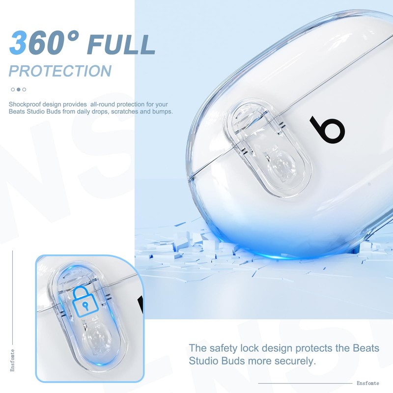 Compatible with Beats Studio Buds/Studio Buds Plus Case Cover Clear