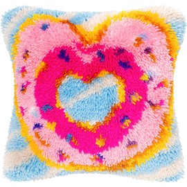 Myriad Choices DIY Latch Hook Set Pillow Case Sofa Cushion Cover Craft Kit Embroidery Carpet Set Needlework Cushion Cover 17 x 17 Inch (Love)