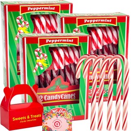 Candy Cane Peppermint Flavored | Red & White Stripes Individually Wrapped | Creative Idea Booklet & Muchai Treat Box Included (3 Boxes (12ct) 36 Total Candy Canes)